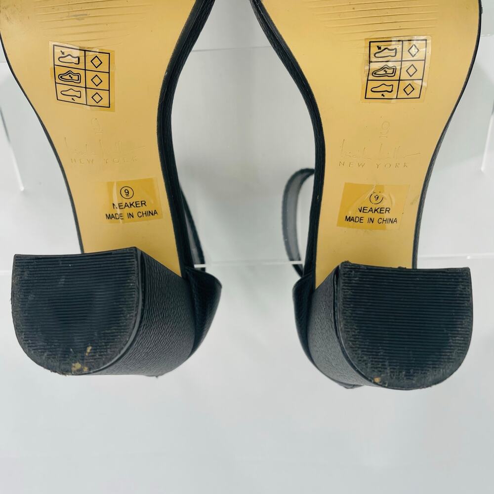 Nicole Miller Women Black Block Heel Sandals Buckle Back Zip Shoes Size 9 - Picture 11 of 12